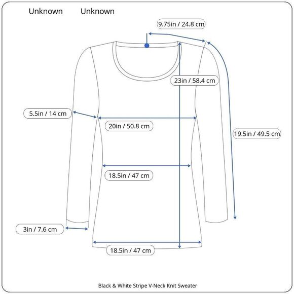 Black & White Stripe V-Neck Knit Sweater Medium - Large - Picture 16 of 16